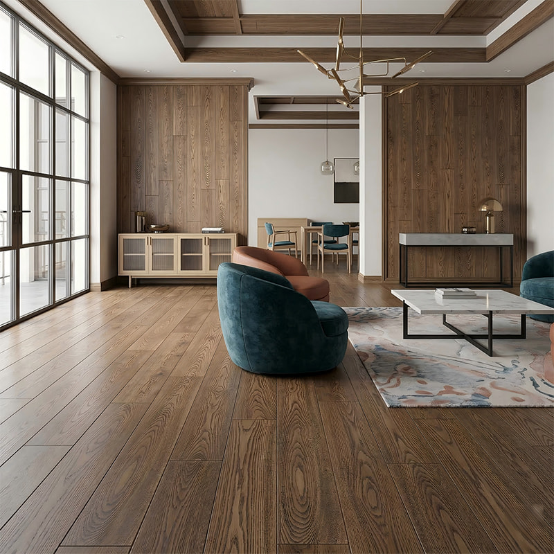 Cineres Dark Brown UV Lacquered Lignum Solidum Tabulatum