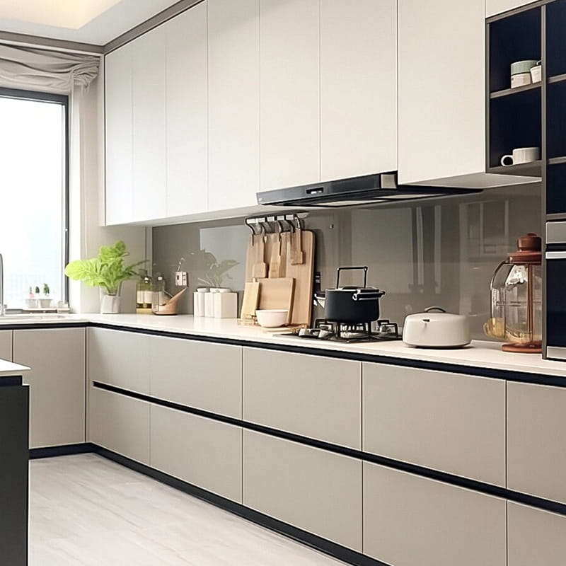 Lignum calidum Italicum Minimalist Touch-Matte Wood-granum Integrated Kitchen cabinets