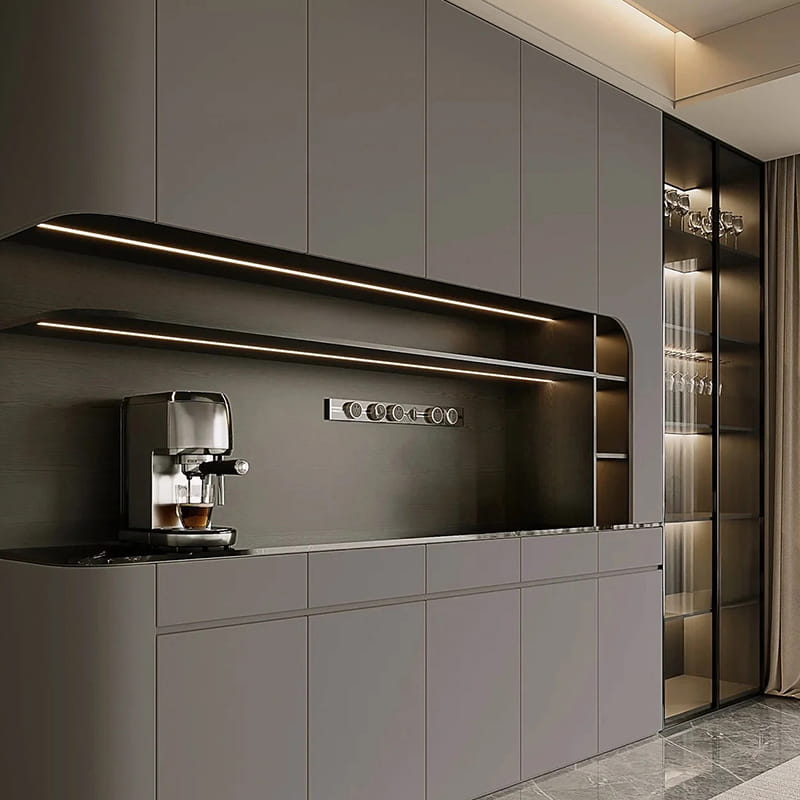Twilight Italian Bespoke Wood Veneer & Glass Sideboard