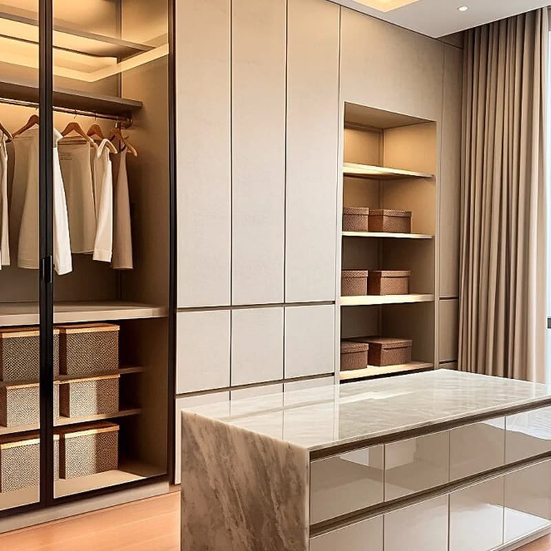 Louvre Minimalist Illuminated Veneer ambulate-in Closet