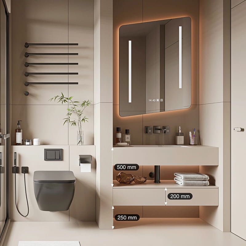 Minimalis Intermissa Sintered Stone Integrated Rasin cum Linearibus Ambient Lighting
